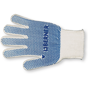 Jemně pletené rukavice s modrými nopy vel. 8